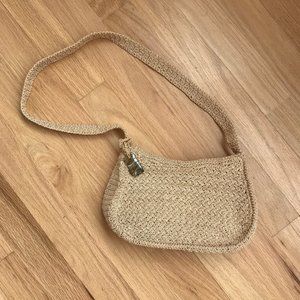 LIZ CLAIBORNE Woven Fabric Shoulder Purse Beige